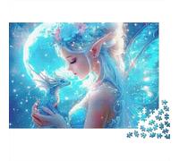 Blue Fairy Dragon 1000pc Elf Dragon Art Thick Cardboard Jigsaw Puzzle for Stress Relief Seekers Christmas Gathering Home Decor Holiday Pastime Social Icebreaker Present 52x38cm/1000pcs