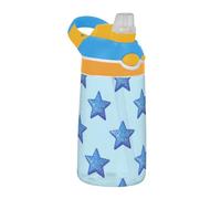 Blue Fake Sequin Stars Kids Water Bottle with Straw Portable Clear Water Bottle for School and Outdoor Sports termo para agua Fria