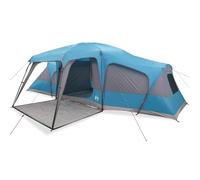 Blue Family Tent with Porch, 9-Person Dome, Waterproof Polyester