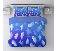 Blue Fantasy Mysterious Weird Dreamy Duvet Cover Microfibre with Pillowcases Lightweight Quilt Cover Halloween Themed Super King(86"*102")