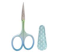Blue Faux Leather Covered Curved Scissors for Embroidery, Cross-Stitch, Crochet & Craft - Sewing Scissors with Yarn & Thread Trimming Blade