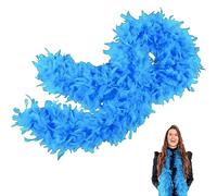 Blue Feather Boas Thick Fancy Dress for Women,Girls,80g 2m/6.6ft Natural Turkey Feather Boa Lake Blue,Party Fluffy Boa Feather Scarffor Bulk for Adult,Kids,Wedding Bachelor Halloween Christmas Party