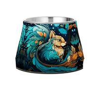 Blue Feather Squirrel Pet Bowl Non Slip Anti Skid Dog Bowls Stainless Steel Stackable Food Puppy Bowl Dishes