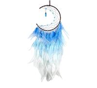 Blue Feathers - Moon Decoration with Blue Feathers | Wall Decorations Ornaments Gift Blessing for Children Friends the Family