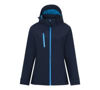 Blue female 8 Regatta Professional Women's Waterproof Venturer 3-layer Printable Hooded Softshell Jacket Blue, Size: 8