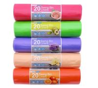 Blue Finch 100 Scented Swing, Tall Bin Liners 50L capacity each with tie handles perfect for everyday use in home, office, kitchen and bathroom 5 colours & scents 5 rolls of 20 liners total 100 Bags