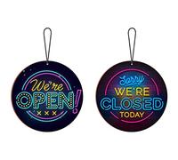 Blue Finch Double Sided Wooden Open-Close Sign Board for Shop, Office, Restaurant and Hotel Decoration, Office, Shop Door Hanging Decoration Item