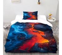 Blue Fire Bedding Set 3D Design Animal Theme Wildlife Duvet Cover Set Microfiber Quilt Cover Suitable for Family,couple,children Pillowcase Single(135x200cm)