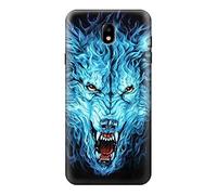 Blue Fire Grim Wolf Case Cover For Samsung Galaxy J7 (2018), J7 Aero, J7 Top, J7 Aura, J7 Crown, J7 Refine, J7 Eon, J7 V 2nd Gen, J7 Star
