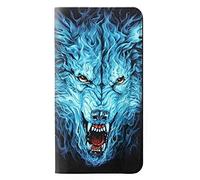 Blue Fire Grim Wolf PU Leather Flip Case Cover For Samsung Galaxy J3 (2018), J3 Star, J3 V 3rd Gen, J3 Orbit, J3 Achieve, Express Prime 3, Amp Prime 3