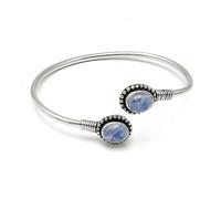 Blue fire moonstone gemstone adjustable handmade fashion cuff bracelet for women ethnic tribal gypsy 925 silver plated cuff bracelet by artisan