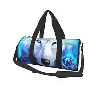 Blue Fire Rose Wolf Travel Duffel Bags Gym Sports Luggage Large Travel Tote Bag Overnight Weekend Bags for Man and Women