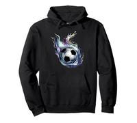 Blue Fire Soccer Ball Liquid Motion Football Design Coach Pullover Hoodie