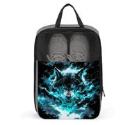 Blue Fire Wolf with Glowing Eyes Shoe Bag for Travel Daily Use Anti-dust Storage Carrier Golf Shoe Pouch