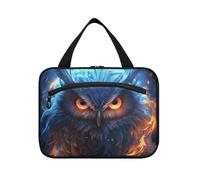 Blue Fired Owl Hanging Travel Toiletry Cosmetic Makeup Bag Large Capacity Foldable Storage Wash Bags for Women Girls Bathroom