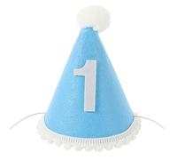 Blue First Birthday Hat for - One Year Old Party Headband - Felt Crown Cap for 's First Birthday Non Woven Hairband for Children's Birthday Makeup Headband for 1st