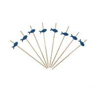 Blue Fish Cocktail Picks 100 Pack Party Appetizer Toothpicks Fruit Skewers for Under The Sea Theme Events 12cm Length