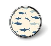 Blue Fish Cream Pattern Metal Round Badge Pattern Printed Button Badge Personalized Circle Badges 1"