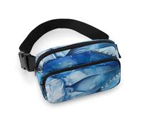 Blue Fish Fanny Pack for Women Men Waist Bag Belt Bag Adjustable Casual Bag for Travel Sports Hiking, white, 7.9x5.1inches