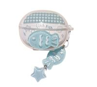 Blue Fish Pattern Accessories Headphone Earphone Protective Cover Case for Lenovo Thinkplus LP5 Pro with Pendant