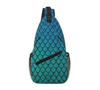 Blue Fish Scale Crossbody Sling Bag Crossbody Shoulder Chest Bag Shoulder Strap Waist Fanny Pack Men Women