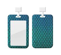 Blue Fish Scale Print Card ID Badge Holder with Breakaway Lanyard,for Doctor Teacher Nurse Staff Office