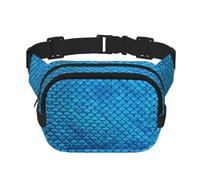 blue fish scale Print Men and Women Square Double Layer Waist Bag Workout Crossbody Travel Waist Bag, Black, One Size