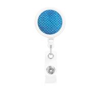 Blue Fish Scale Print Retractable Badge Holder with Clip Name Card Holders for Office Worker Doctor Nurse