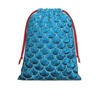 Blue Fish Scale. Print Santa Sack Drawstring Bags For Presents, Reusable Plush Holiday Fabric Gift Bags- L Size