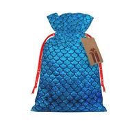 Blue Fish Scale Printed Drawstring Gift Bags,Various Sizes, Bulk Plastic Packaging Bags
