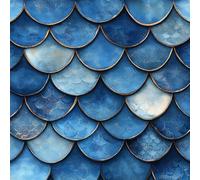 Blue Fish Scales Peel and Stick Wallpaper 0.45×3 m Removable Self Adhesive Geometric Stripes Contact Paper Sticky Back Thicken Waterproof Matte Wall Paper for Living Room Bedroom Furniture Decorate