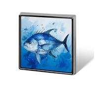 Blue Fish Square Lapel Pin Women's Novelty Buttons & Pins Metal Badge Cute Brooch Pin Retro Pinback Badge Fashion Bag Pins for Hat Backpacks Tie Suit Wedding Party Accessory