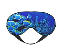 Blue Fishes Ocean Night Mask Soft Reversible Eye Cover Adjustable Strap Light Blocking Comfortable Rest