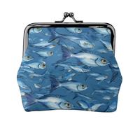 Blue Fishes Ocean Print Lightweight Purse for Women Exquisite Waterproof Small Purse for Coins Cards