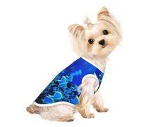 Blue Fishes Ocean Print Sleeveless T-Shirt for Dogs Cats Tank Top Apparel Wear Indoor Outdoor Fashion Gear
