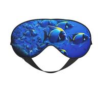 Blue Fishes Ocean Sleep Mask for Women & Men - Double-Sided Eye Mask with Adjustable Strap, Soft Silky Feel, Light-Blocking & Breathable for Travel, Nap, Shift Work, Yoga