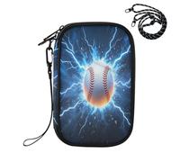 Blue Flame Baseball Pattern RFID Blocking Family Passport Holder, Waterproof Travel Document Organizer Wallet for Women Men, Credit Card Case Travel Essentials