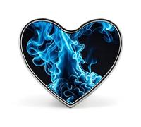 Blue Flame Button Pin Heart Shape Alloy Lapel Pins Badges Novelty Funny Enamel Pins Personalized Pinback Button Badges Cute Heart Brooche for Jackets Bags