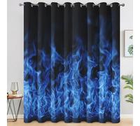Blue Flame Curtains, Abstract Burning Fire Home Decor for Bedroom Living Room Blackout Curtains, Thermal Eyelet Window Drapes, 2 Panels 72 Drop, 46x72 (W x L) L-C&52
