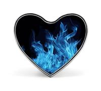 Blue Flame Fire Design Lapel Pin Round Button Badge Abstract Enamel Style Brooch Metal Pinback for Hat Bag Clothing Gift