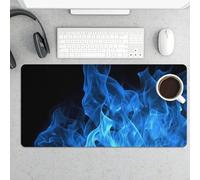 Blue Flame Gaming Mouse Pad 12x24 Inch Desk Pad Protector Waterproof Non-Slip Rubber Base Keyboard Mat Extra Large Desktop Mat for Office Home Computer Laptop Table Accessory