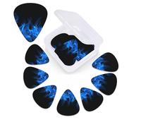 Blue Flame Guitar Picks 12 Pack 3 Different Thickness Celluloid Guitar Plectrums with Guitar Pick Storage Box Personalized Guitar Pick for Acoustic Guitar Picks