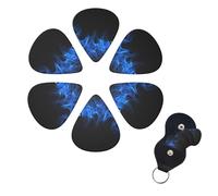 Blue Flame Guitar Picks 6 Pack 3 Different Thickness Celluloid Guitar Plectrums with Guitar Pick Holder Personalized Guitar Pick for Acoustic Guitar, Electric Guitar, Bass, Ukulele