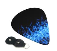 Blue Flame Guitar Picks, 6 Pcs Guitar Plectrums double-sided printing, suitable for acoustic, electric and bass guitars, including 0.46 mm 0.71 mm 0.96 mm