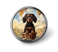 Blue Flame Lapel Pin Fashion Brooch Pin Cute Button Badges Round Button Pins Enamel Pins Metal Pinback for Hat Shirt Clothing Bags Decoration, dachshund hot air balloon, Circular