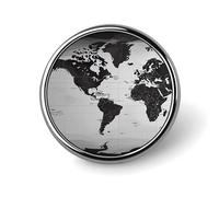 Blue Flame Lapel Pin Fashion Brooch Pin Cute Button Badges Round Button Pins Enamel Pins Metal Pinback for Hat Shirt Clothing Bags Decoration, Black and white world map, Circular