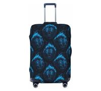 Blue Flame Lion Print Travel Luggage Covers, Washable Suitcase Covers Protector for Luggage 18-32 Inch High Elasticity, Black, Medium