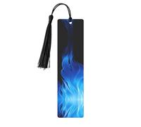 Blue Flame Metal Bookmarks with Black Tassels Handmade Double-Sided Printed Book Marks Page Markers Book Accessories Gift for Book Lovers Women Men