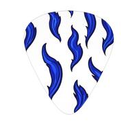 Blue flame pattern guitar picks in three different thicknesses, suitable for electric guitar and band players