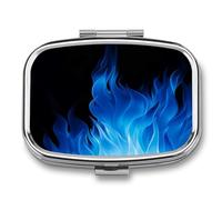 Blue Flame pilldispenser 2-Compartment Portable Travel Square PillCase Daily with Store Vitamins Pocket Medicine Organizer for Office Home Fish Oil